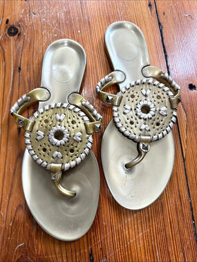Jack Rogers Women's Studded Gold Sandals Size 7